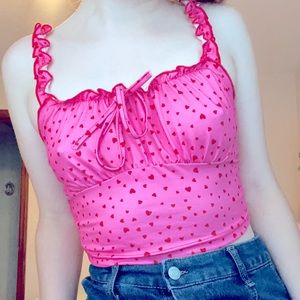 💕Cute Pink Heart Crop Top💕
